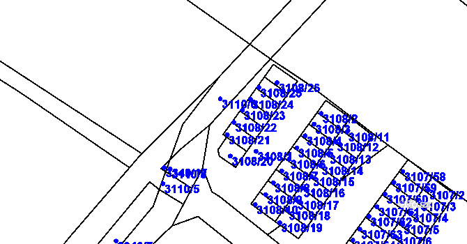 Parcela st. 3108/22 v KÚ Moravská Třebová, Katastrální mapa