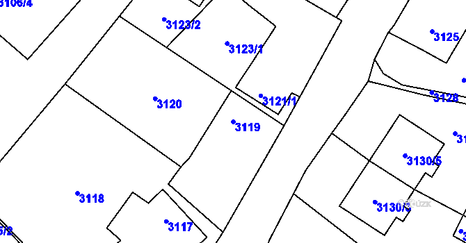 Parcela st. 3119 v KÚ Moravská Třebová, Katastrální mapa