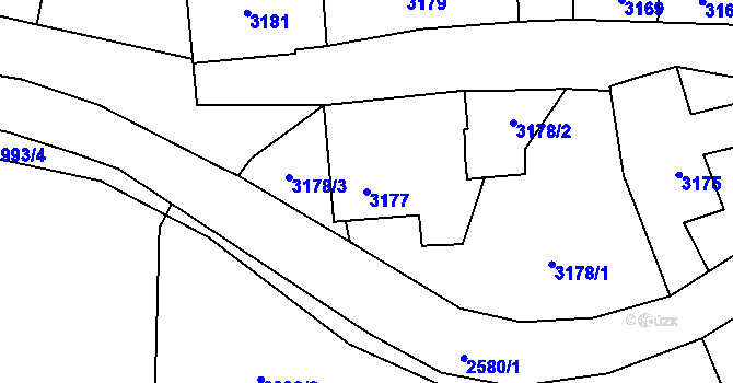 Parcela st. 3177 v KÚ Moravská Třebová, Katastrální mapa