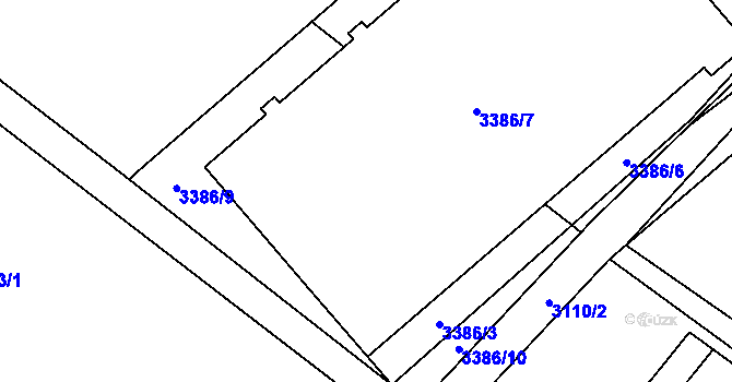 Parcela st. 3386/2 v KÚ Moravská Třebová, Katastrální mapa