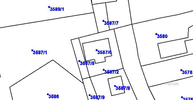 Parcela st. 3587/6 v KÚ Moravská Třebová, Katastrální mapa