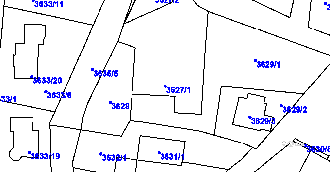 Parcela st. 3627/1 v KÚ Moravská Třebová, Katastrální mapa