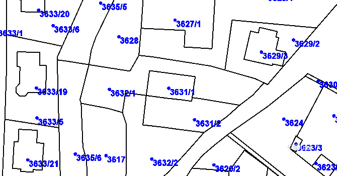 Parcela st. 3631/1 v KÚ Moravská Třebová, Katastrální mapa