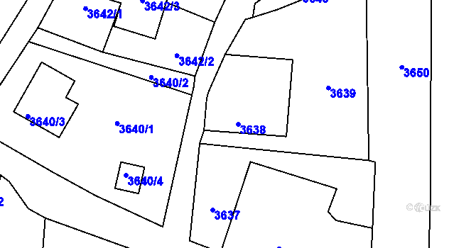 Parcela st. 3638 v KÚ Moravská Třebová, Katastrální mapa