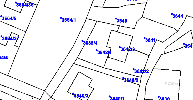 Parcela st. 3642/1 v KÚ Moravská Třebová, Katastrální mapa
