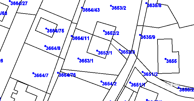 Parcela st. 3652/1 v KÚ Moravská Třebová, Katastrální mapa