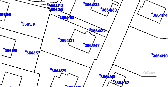 Parcela st. 3664/47 v KÚ Moravská Třebová, Katastrální mapa