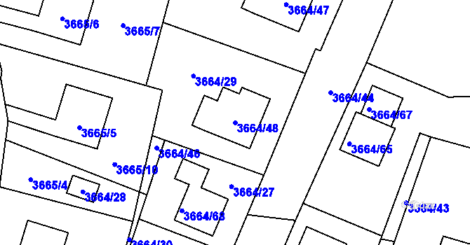 Parcela st. 3664/48 v KÚ Moravská Třebová, Katastrální mapa