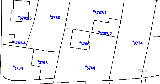 Parcela st. 3766 v KÚ Moravská Třebová, Katastrální mapa