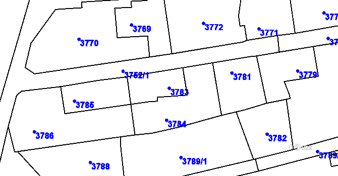 Parcela st. 3783 v KÚ Moravská Třebová, Katastrální mapa