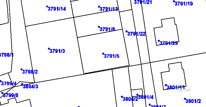 Parcela st. 3791/5 v KÚ Moravská Třebová, Katastrální mapa