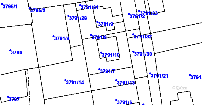 Parcela st. 3791/10 v KÚ Moravská Třebová, Katastrální mapa