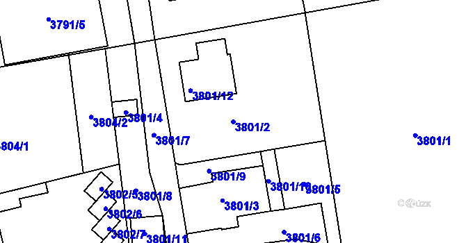 Parcela st. 3801/2 v KÚ Moravská Třebová, Katastrální mapa
