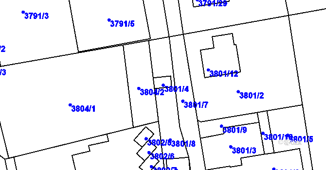 Parcela st. 3801/4 v KÚ Moravská Třebová, Katastrální mapa