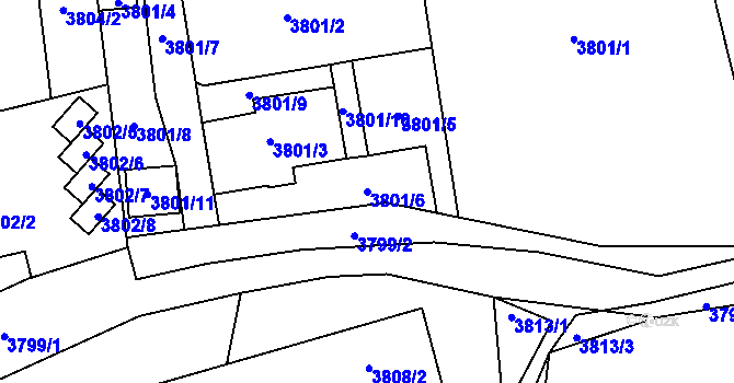 Parcela st. 3801/6 v KÚ Moravská Třebová, Katastrální mapa