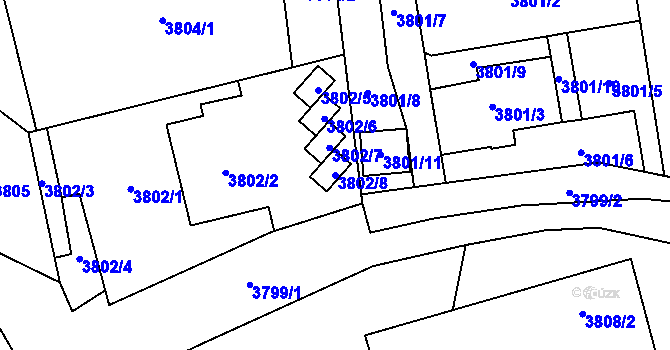 Parcela st. 3802/8 v KÚ Moravská Třebová, Katastrální mapa