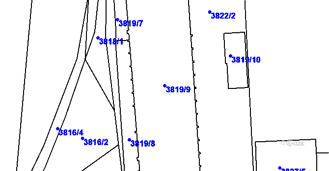 Parcela st. 3819/9 v KÚ Moravská Třebová, Katastrální mapa
