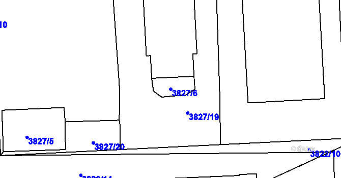 Parcela st. 3827/6 v KÚ Moravská Třebová, Katastrální mapa