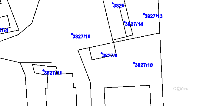 Parcela st. 3827/8 v KÚ Moravská Třebová, Katastrální mapa