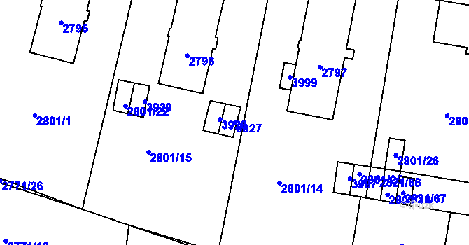 Parcela st. 3927 v KÚ Moravská Třebová, Katastrální mapa