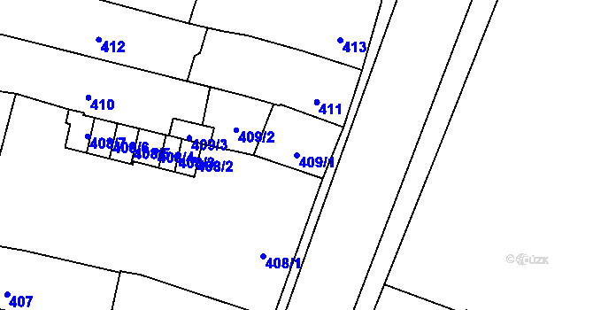 Parcela st. 409/1 v KÚ Moravská Třebová, Katastrální mapa