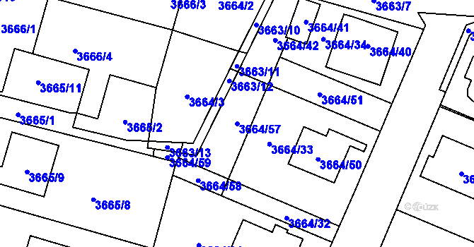 Parcela st. 3664/57 v KÚ Moravská Třebová, Katastrální mapa