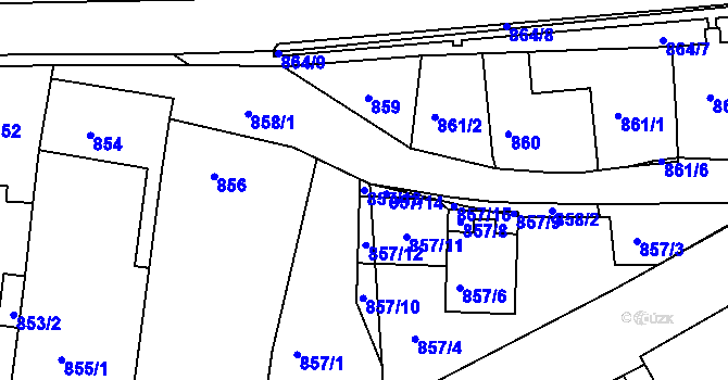 Parcela st. 857/13 v KÚ Moravská Třebová, Katastrální mapa