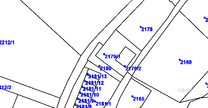 Parcela st. 2179/1 v KÚ Moravská Třebová, Katastrální mapa