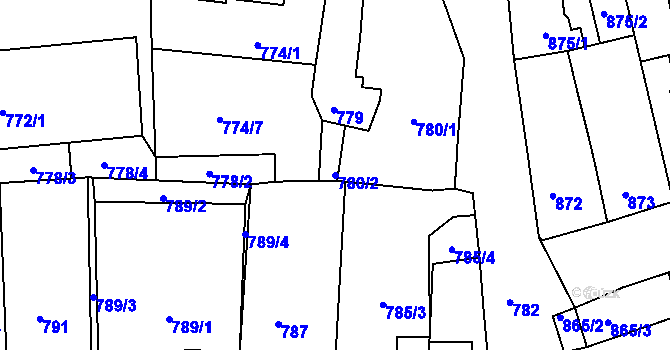 Parcela st. 780/2 v KÚ Moravská Třebová, Katastrální mapa