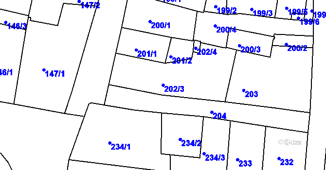 Parcela st. 202/3 v KÚ Moravská Třebová, Katastrální mapa