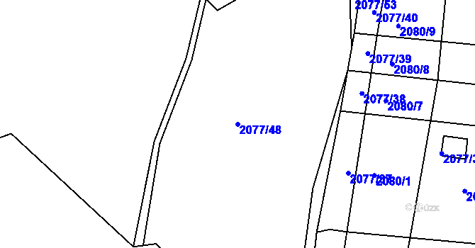 Parcela st. 2077/48 v KÚ Moravská Třebová, Katastrální mapa