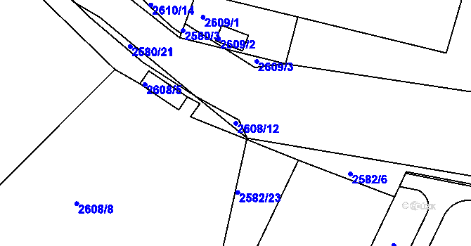 Parcela st. 2608/12 v KÚ Moravská Třebová, Katastrální mapa
