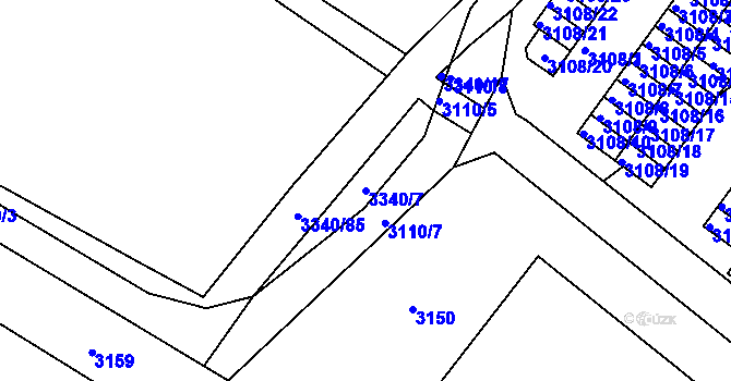 Parcela st. 3340/7 v KÚ Moravská Třebová, Katastrální mapa