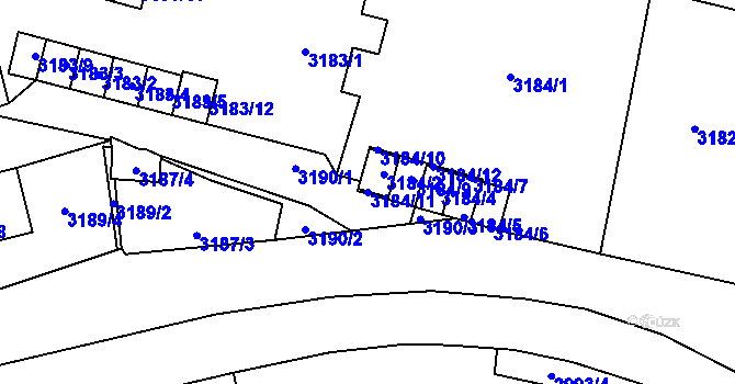 Parcela st. 3184/11 v KÚ Moravská Třebová, Katastrální mapa