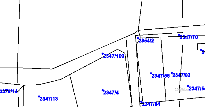 Parcela st. 2347/109 v KÚ Moravská Třebová, Katastrální mapa