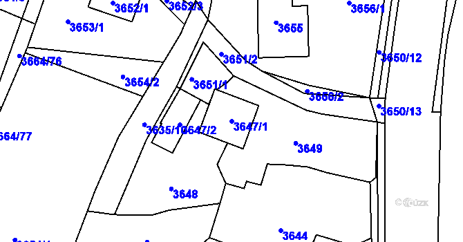 Parcela st. 3647/1 v KÚ Moravská Třebová, Katastrální mapa