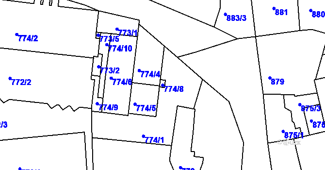 Parcela st. 774/8 v KÚ Moravská Třebová, Katastrální mapa