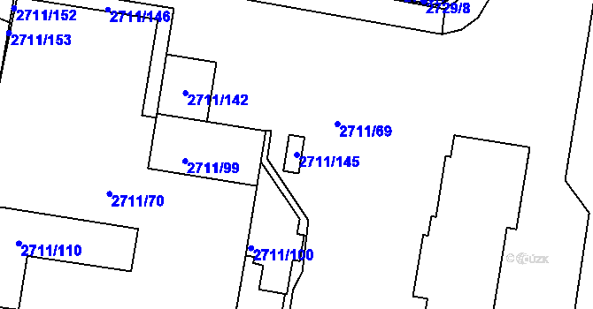 Parcela st. 2711/145 v KÚ Moravská Třebová, Katastrální mapa