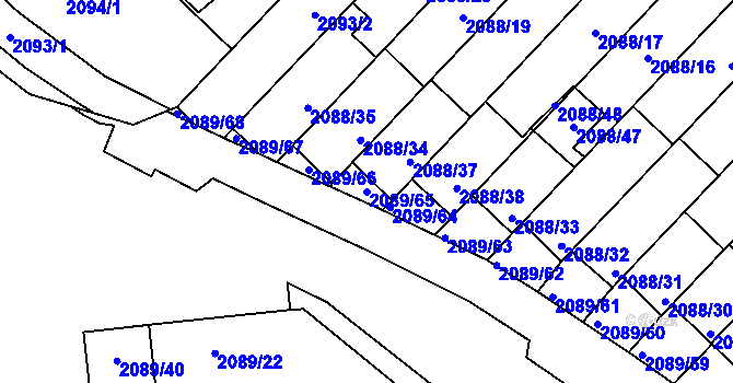 Parcela st. 2089/65 v KÚ Moravská Třebová, Katastrální mapa