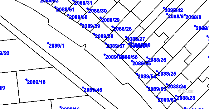 Parcela st. 2089/70 v KÚ Moravská Třebová, Katastrální mapa