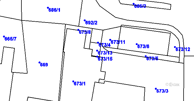 Parcela st. 673/13 v KÚ Moravská Třebová, Katastrální mapa