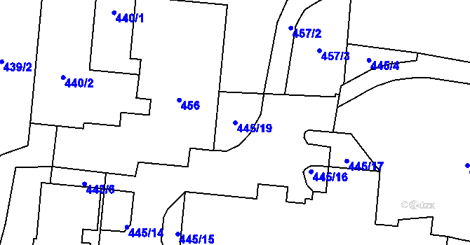 Parcela st. 445/19 v KÚ Moravská Třebová, Katastrální mapa