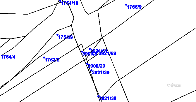 Parcela st. 3921/69 v KÚ Moravská Třebová, Katastrální mapa