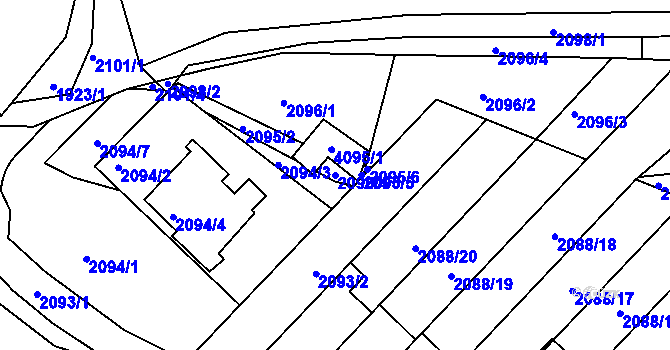 Parcela st. 2095/4 v KÚ Moravská Třebová, Katastrální mapa