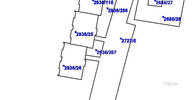 Parcela st. 2936/267 v KÚ Moravská Třebová, Katastrální mapa