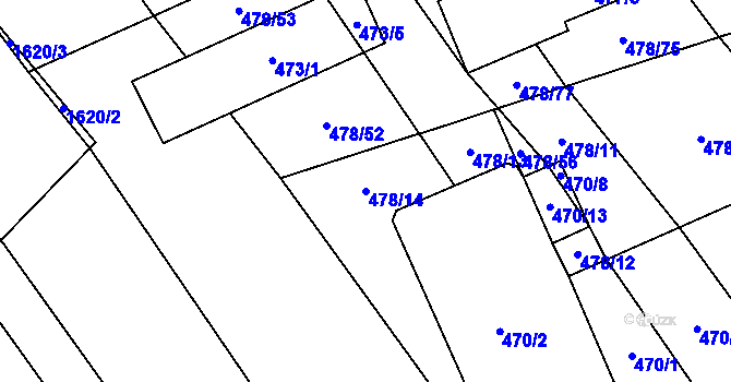 Parcela st. 478/14 v KÚ Moravské Bránice, Katastrální mapa