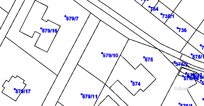 Parcela st. 579/10 v KÚ Moravské Bránice, Katastrální mapa