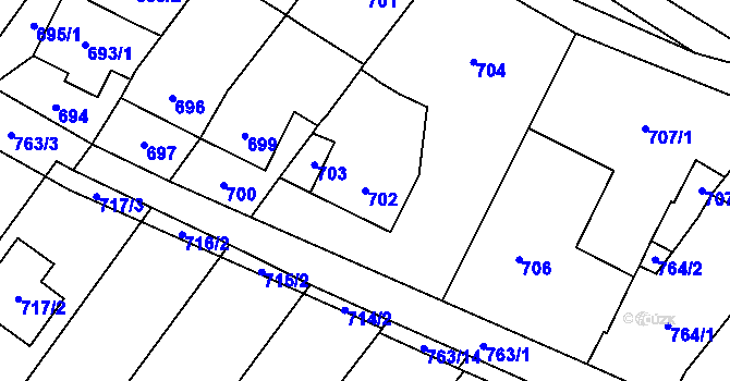 Parcela st. 702 v KÚ Moravské Bránice, Katastrální mapa