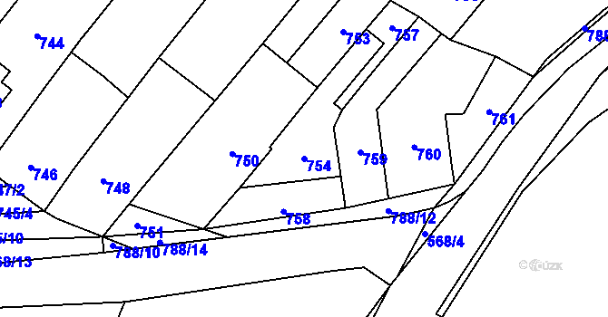 Parcela st. 754 v KÚ Moravské Bránice, Katastrální mapa