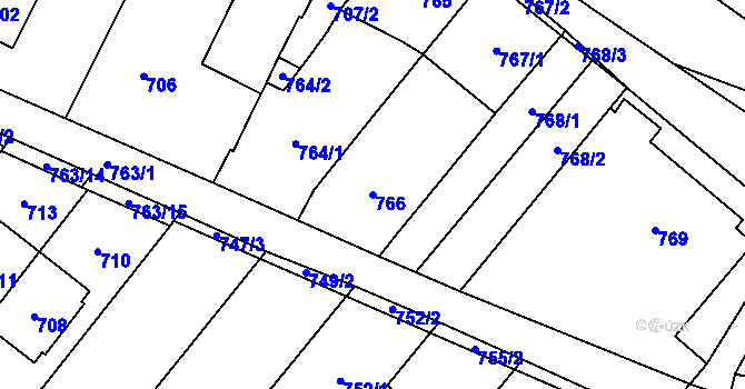 Parcela st. 766 v KÚ Moravské Bránice, Katastrální mapa